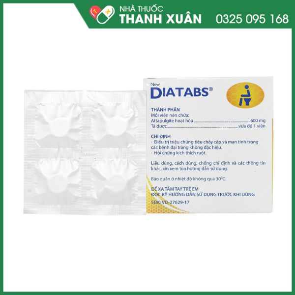 New Diatabs điều trị tiêu chảy cấp và mạn tính